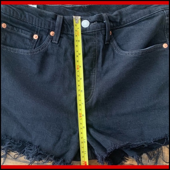 BLACK 501 LEVIS HIGH-RISE CUT-OFF SHORTS Sz 28 - Picture 9 of 13